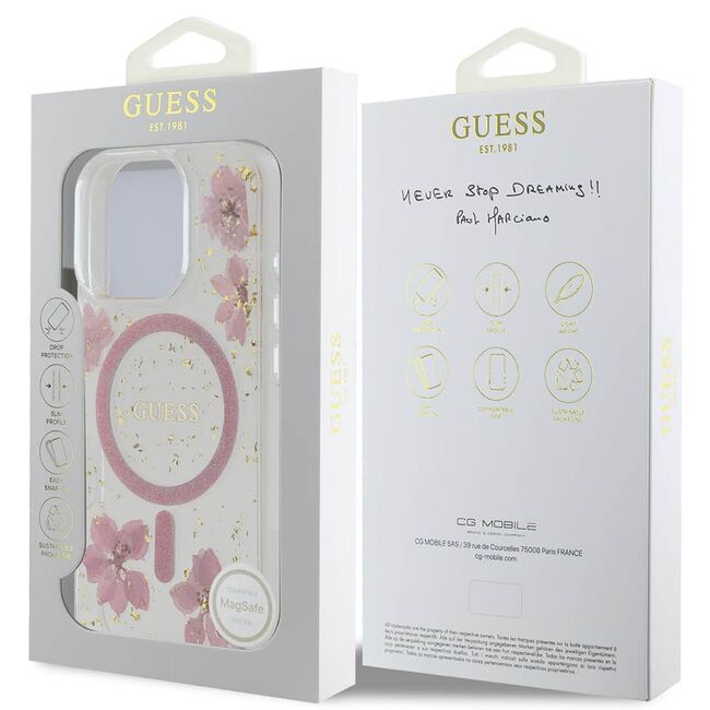 Husa premium pentru  iPhone 16 Pro compatibila MagSafe Guess Luxury Series - roz
