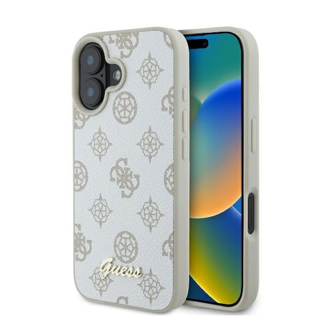 Husa premium pentru  iPhone 16 compatibila MagSafe Guess Luxury Series - Alb