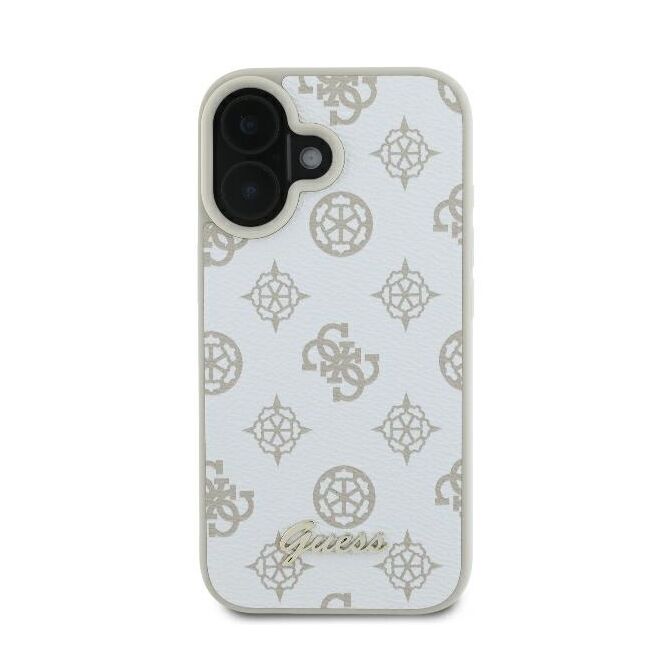 Husa premium pentru  iPhone 16 compatibila MagSafe Guess Luxury Series - Alb
