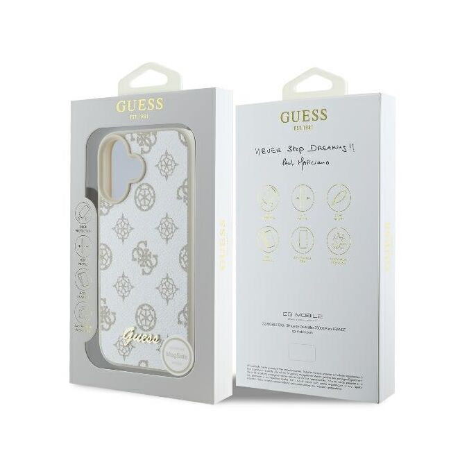 Husa premium pentru  iPhone 16 compatibila MagSafe Guess Luxury Series - Alb