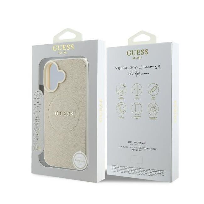 Husa premium pentru  iPhone 16 compatibila MagSafe Guess Luxury Series - Bej