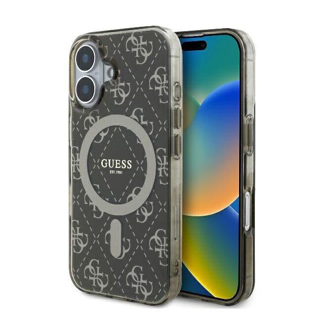 Husa premium pentru  iPhone 16 compatibila MagSafe Guess Luxury Series - Gri inchis