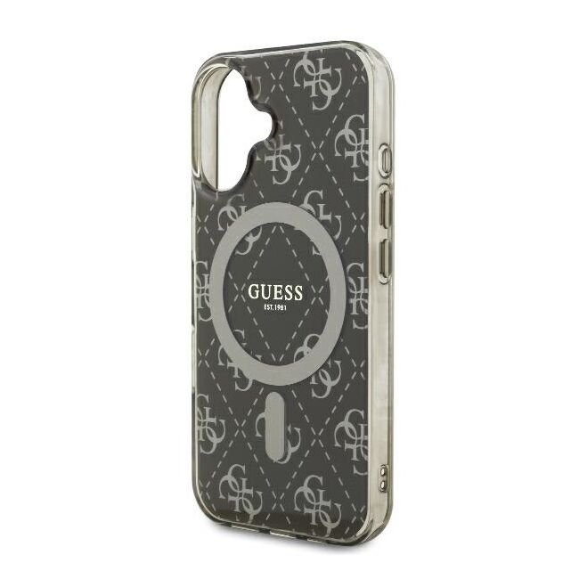 Husa premium pentru  iPhone 16 compatibila MagSafe Guess Luxury Series - Gri inchis