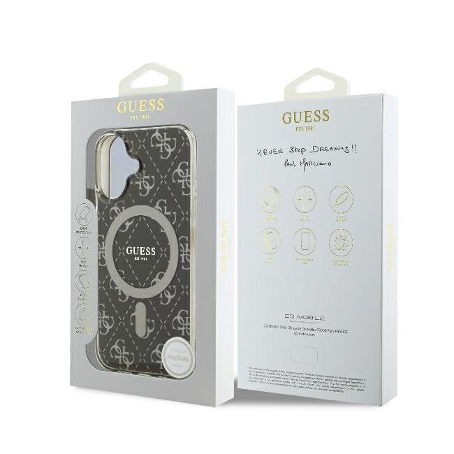 Husa premium pentru  iPhone 16 compatibila MagSafe Guess Luxury Series - Gri inchis