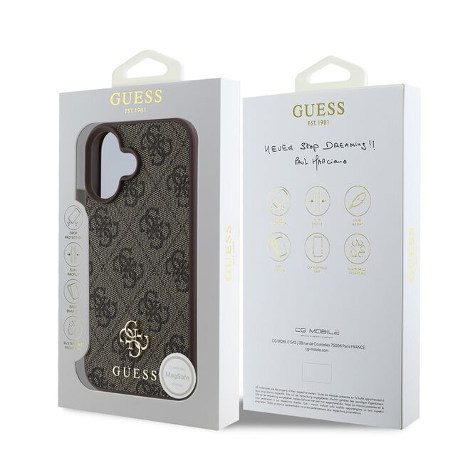 Husa premium pentru  iPhone 16 compatibila MagSafe Guess Luxury Series - Maro deschis