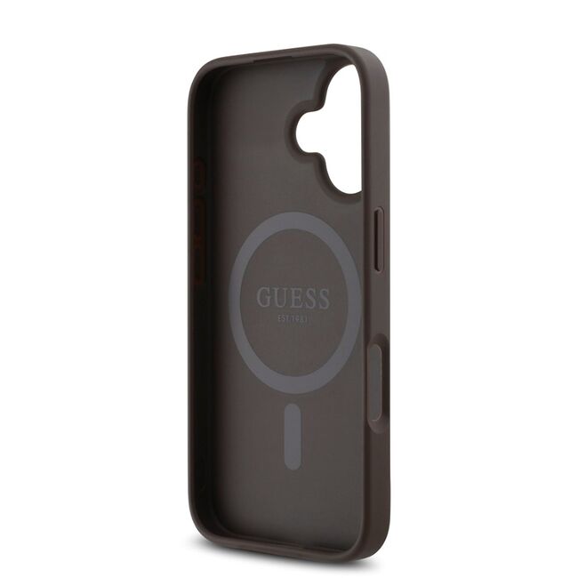 Husa premium pentru  iPhone 16 compatibila MagSafe Guess Luxury Series - Maro deschis