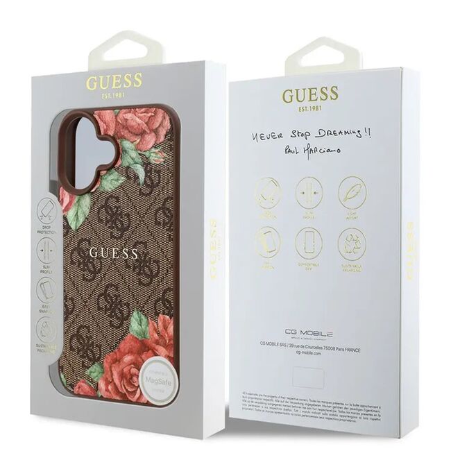 Husa premium pentru  iPhone 16 compatibila MagSafe Guess Luxury Series - Maro multicolor