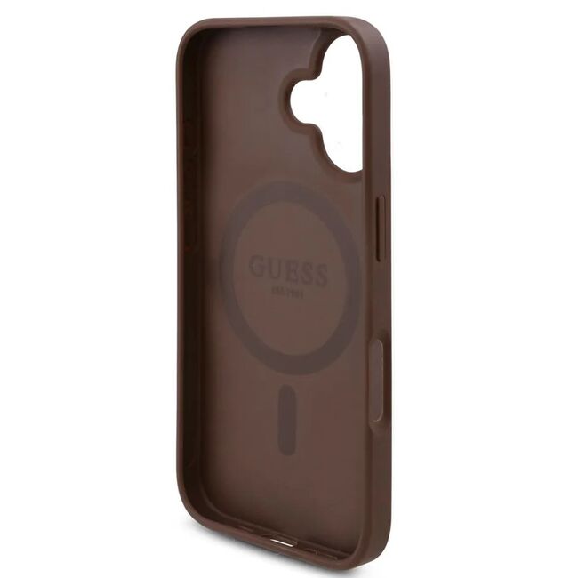 Husa premium pentru  iPhone 16 compatibila MagSafe Guess Luxury Series - Maro multicolor