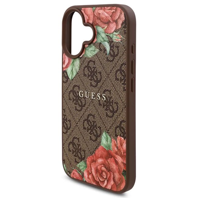 Husa premium pentru  iPhone 16 compatibila MagSafe Guess Luxury Series - Maro multicolor