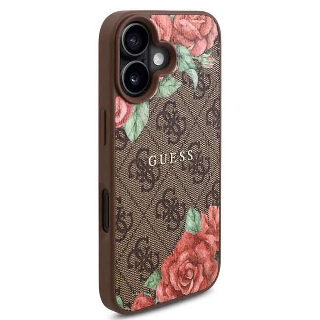 Husa premium pentru  iPhone 16 compatibila MagSafe Guess Luxury Series - Maro multicolor