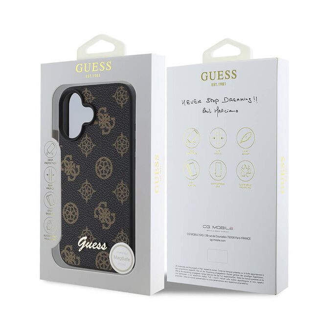 Husa premium pentru  iPhone 16 compatibila MagSafe Guess Luxury Series - Negru maro
