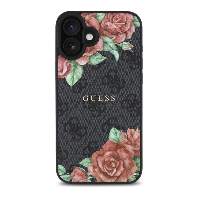 Husa premium pentru  iPhone 16 compatibila MagSafe Guess Luxury Series - Negru print