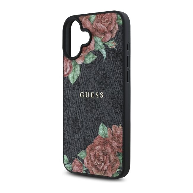 Husa premium pentru  iPhone 16 compatibila MagSafe Guess Luxury Series - Negru print