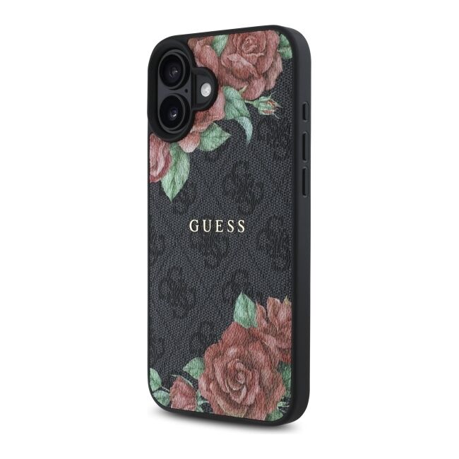 Husa premium pentru  iPhone 16 compatibila MagSafe Guess Luxury Series - Negru print
