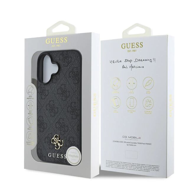 Husa premium pentru  iPhone 16 compatibila MagSafe Guess Luxury Series - Negru royal