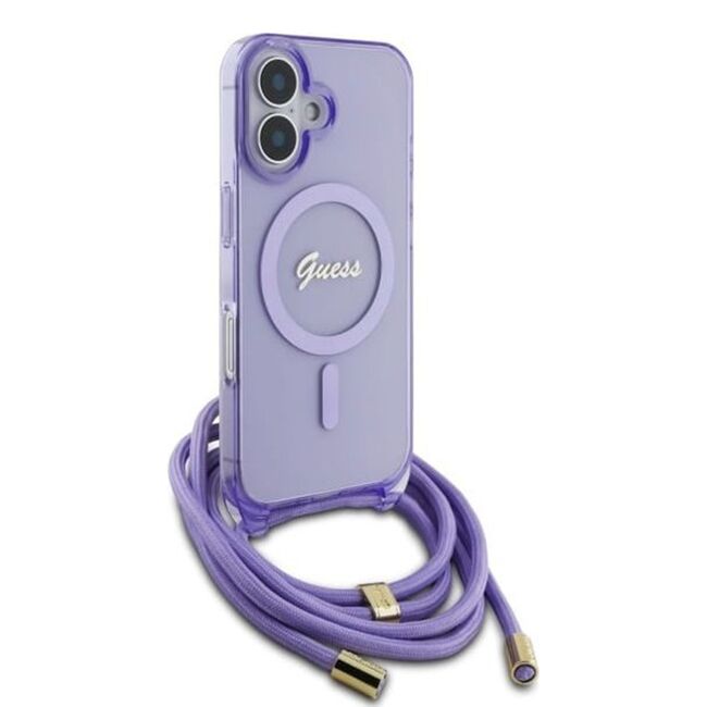 Husa premium pentru  iPhone 16 compatibila MagSafe Guess Luxury Series - Roz