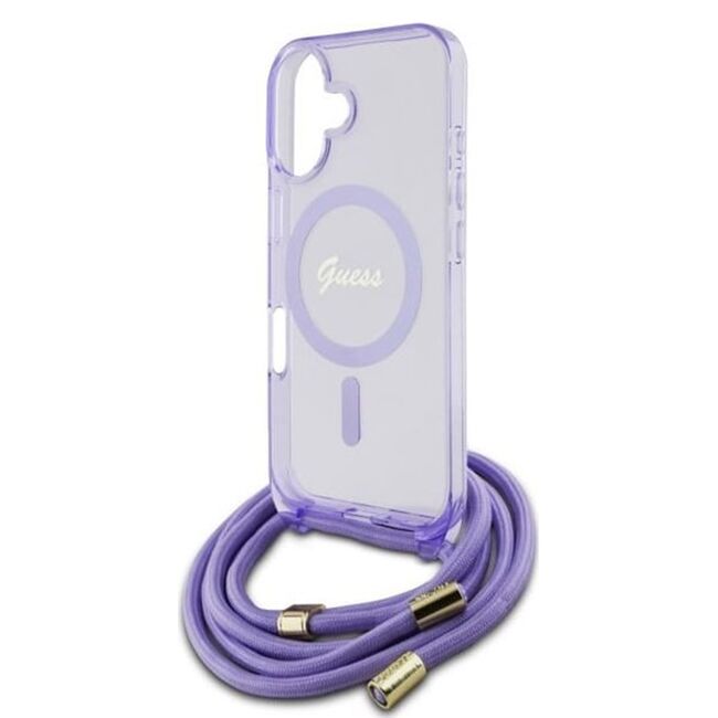 Husa premium pentru  iPhone 16 compatibila MagSafe Guess Luxury Series - Roz