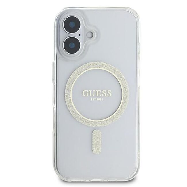 Husa premium pentru  iPhone 16 compatibila MagSafe Guess Luxury Series - Transparent