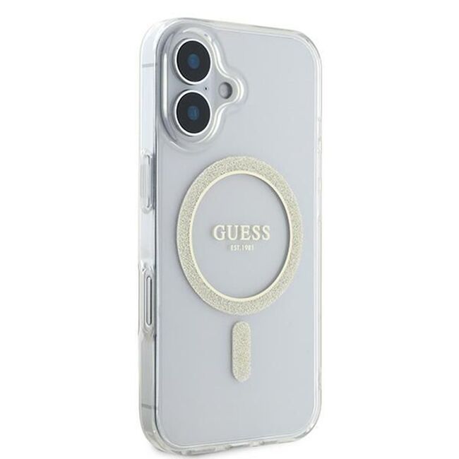 Husa premium pentru  iPhone 16 compatibila MagSafe Guess Luxury Series - Transparent