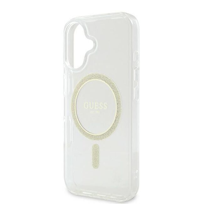Husa premium pentru  iPhone 16 compatibila MagSafe Guess Luxury Series - Transparent