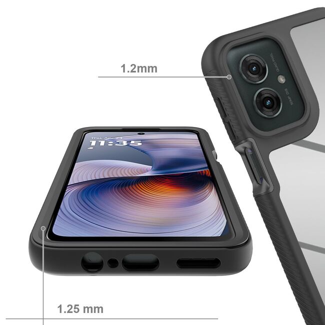 Pachet 360: Husa cu folie integrata pentru Motorola Moto G55 Defense360 (fata spate) - negru