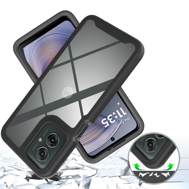 Pachet 360: Husa cu folie integrata pentru Motorola Moto G55 Defense360 (fata spate) - negru