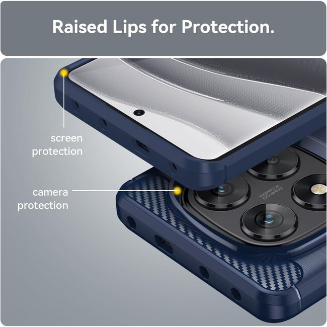 Husa pentru Xiaomi Redmi Note 14 Pro 4G Carbon Liquid Silicone, Albastru