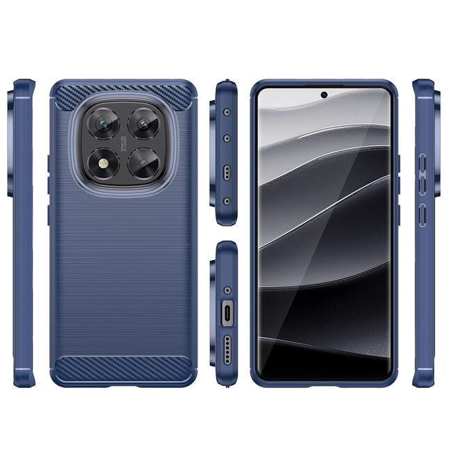 Husa pentru Xiaomi Redmi Note 14 Pro 4G Carbon Liquid Silicone, Albastru