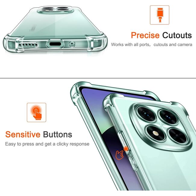 Husa pentru  Xiaomi Redmi Note 14 Pro 4G Slim Anti-Shock 1.5mm reinforced 4 corners, Transparent