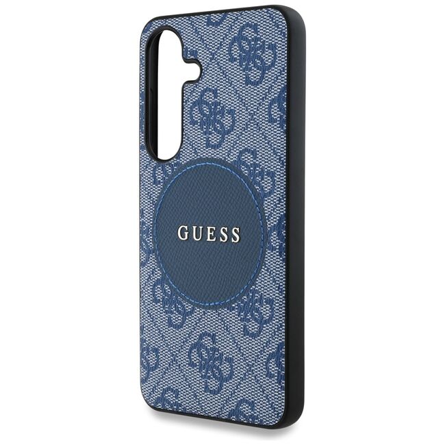 Husa premium pentru  Samsung Galaxy S25 compatibila MagSafe Guess Luxury Series - Albastru deschis