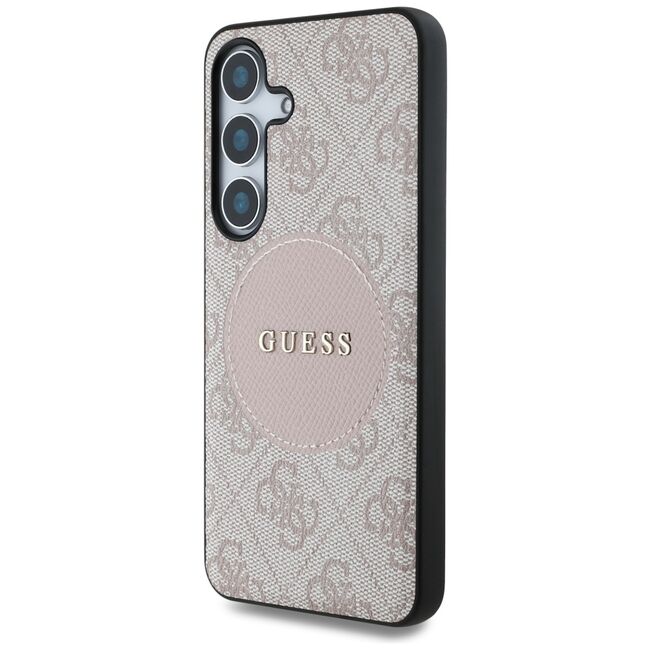 Husa premium pentru  Samsung Galaxy S25 compatibila MagSafe Guess Luxury Series - Roz pal