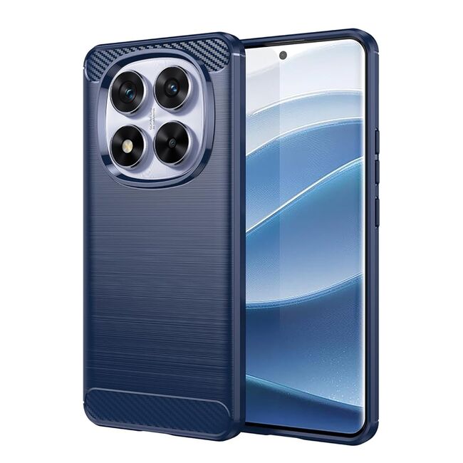 Husa pentru Xiaomi Redmi Note 14 Pro 4G Carbon Liquid Silicone, Albastru