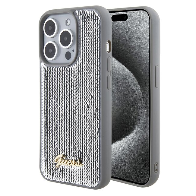 Husa premium  iPhone 15 Pro pentru Guess Elegance Series - Gri