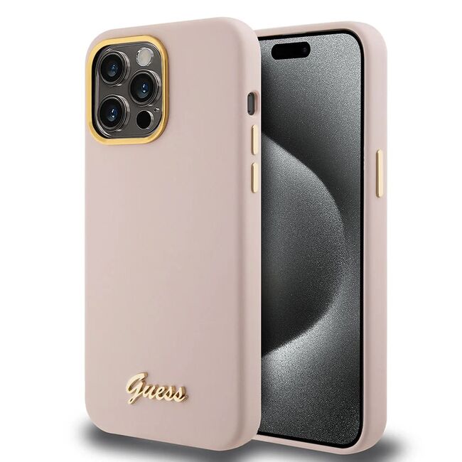 Husa premium  iPhone 15 Pro pentru Guess Elegance Series - Roz deschis