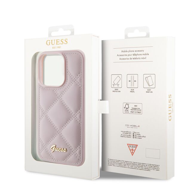 Husa premium  iPhone 15 Pro pentru Guess Elegance Series - Roz deschis