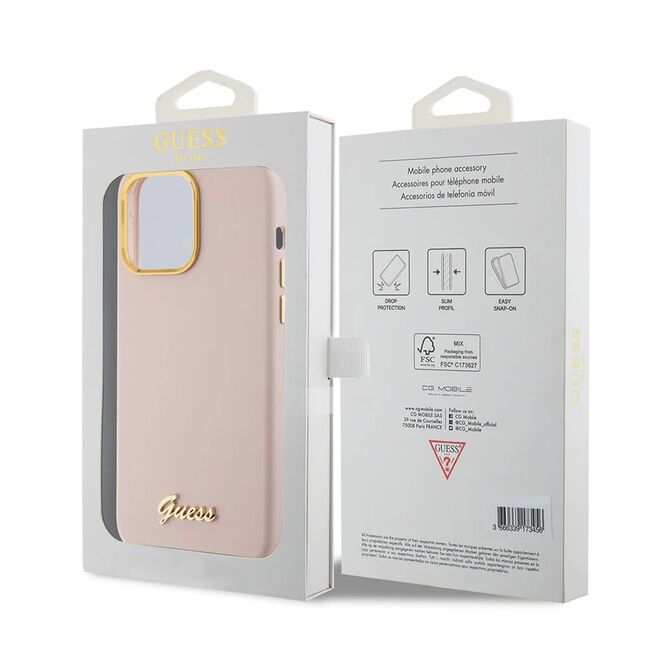 Husa premium  iPhone 15 Pro pentru Guess Elegance Series - Roz deschis