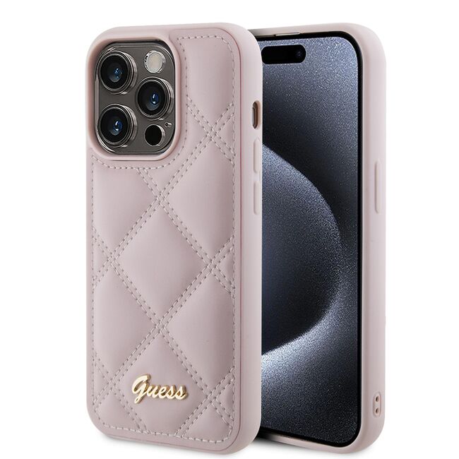 Husa premium  iPhone 15 Pro pentru Guess Elegance Series - Roz deschis