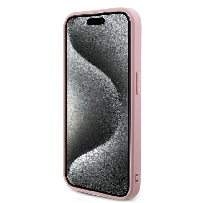 Husa premium  iPhone 15 Pro pentru Guess Elegance Series - Roz neon