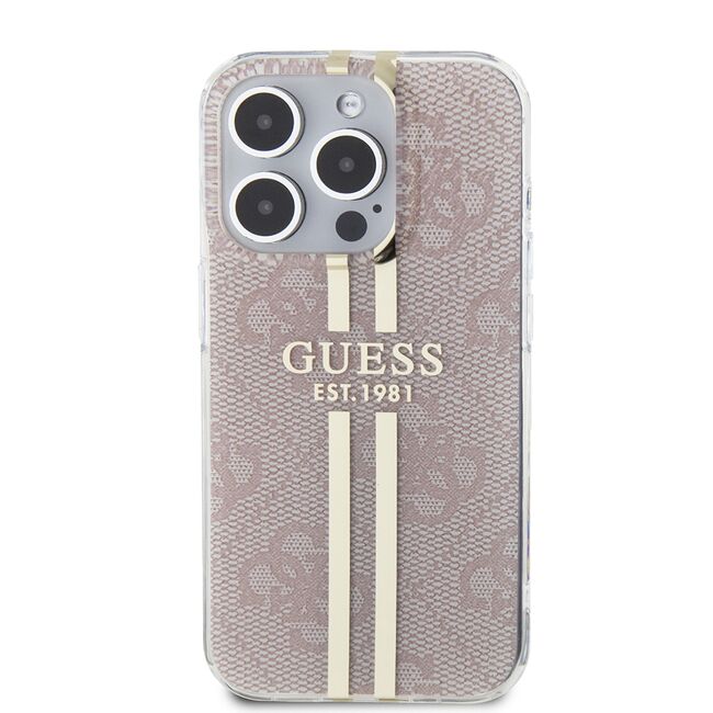 Husa premium  iPhone 15 Pro pentru Guess Elegance Series - Roz neon