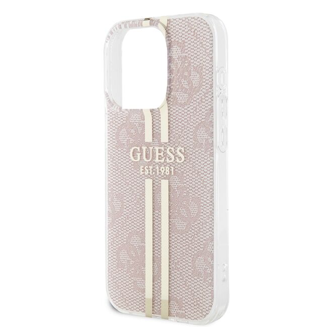 Husa premium  iPhone 15 Pro pentru Guess Elegance Series - Roz neon