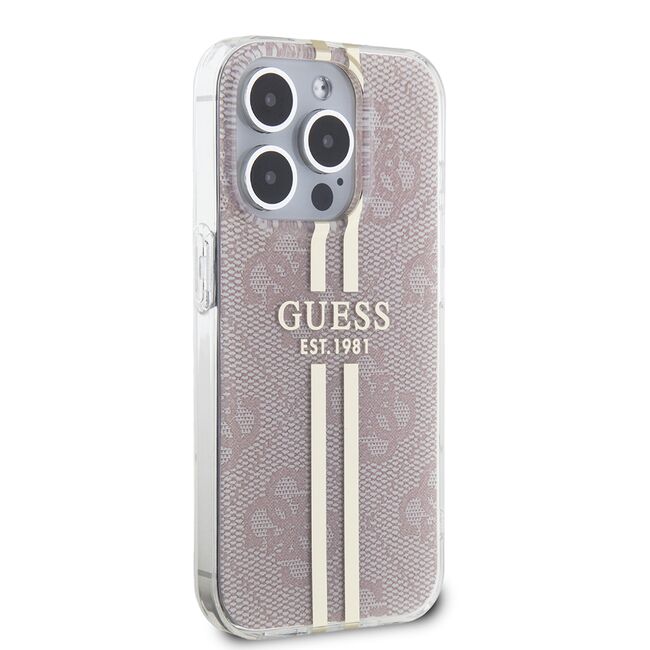 Husa premium  iPhone 15 Pro pentru Guess Elegance Series - Roz neon