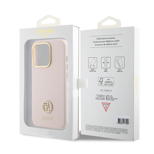 Husa premium  iPhone 15 Pro pentru Guess Elegance Series - Roz pal