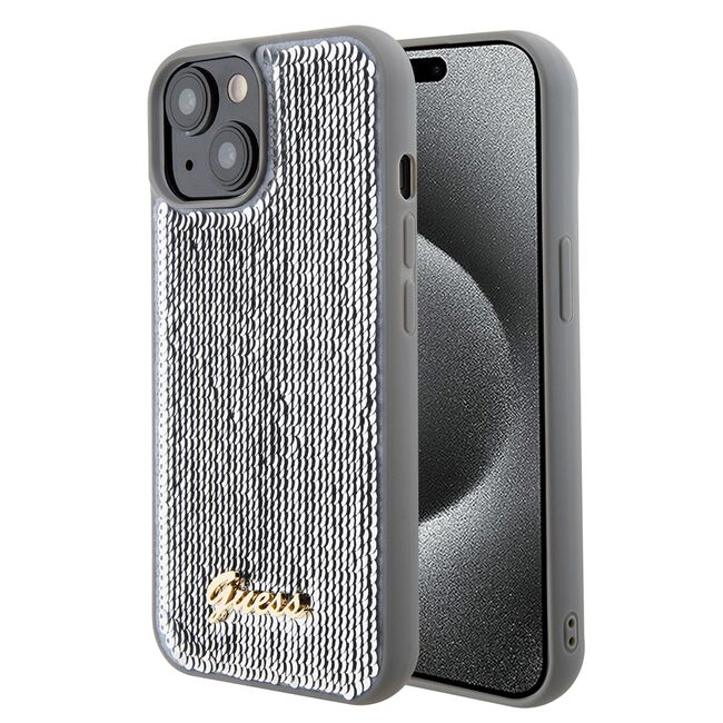 Husa premium  iPhone 15 pentru Guess Elegance Series - Gri