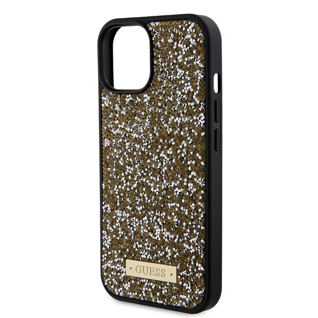 Husa premium  iPhone 15 pentru Guess Elegance Series - Maro