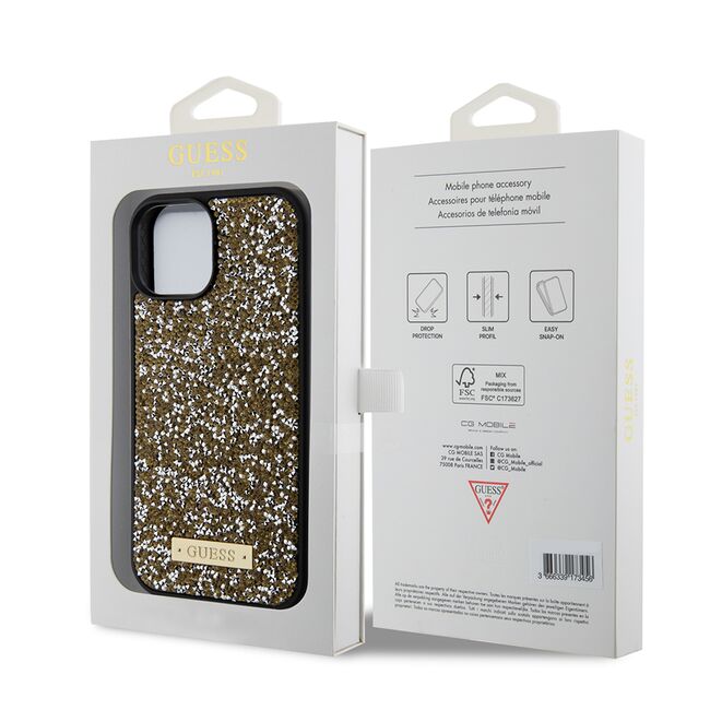 Husa premium  iPhone 15 pentru Guess Elegance Series - Maro