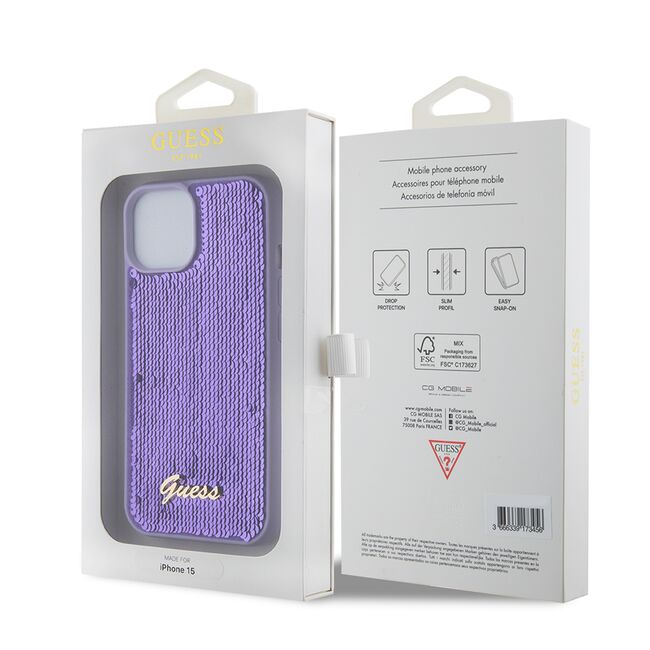 Husa premium  iPhone 15 pentru Guess Elegance Series - Mov