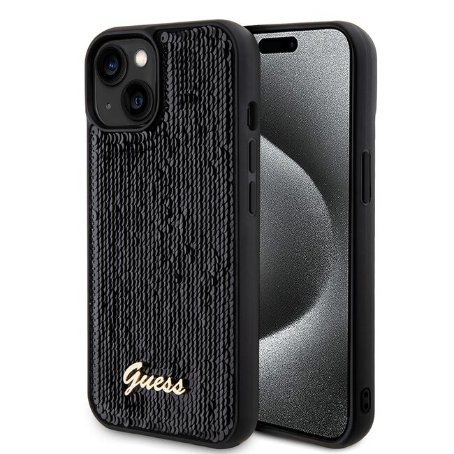 Husa premium  iPhone 15 pentru Guess Elegance Series - Negru denim
