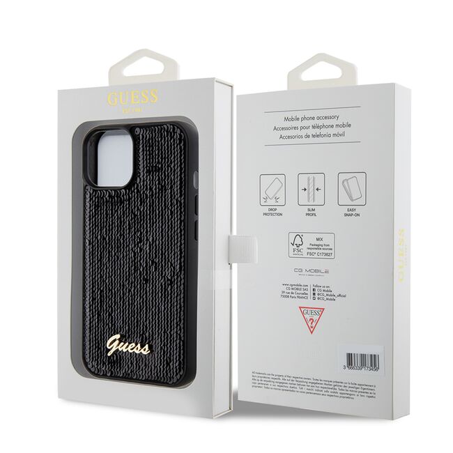Husa premium  iPhone 15 pentru Guess Elegance Series - Negru denim