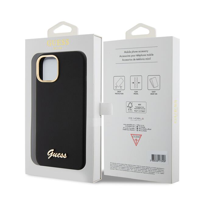 Husa premium  iPhone 15 pentru Guess Elegance Series - Negru