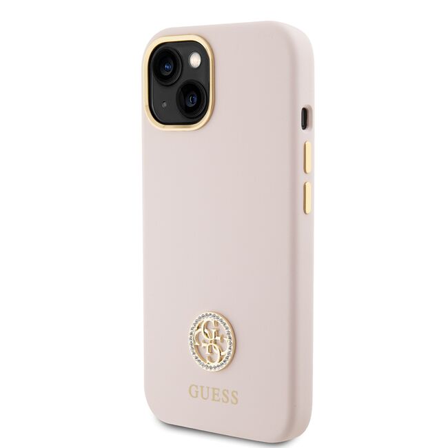 Husa premium  iPhone 15 pentru Guess Elegance Series - Roz neon